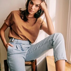 Sezane Camel Conrad T Shirt size L